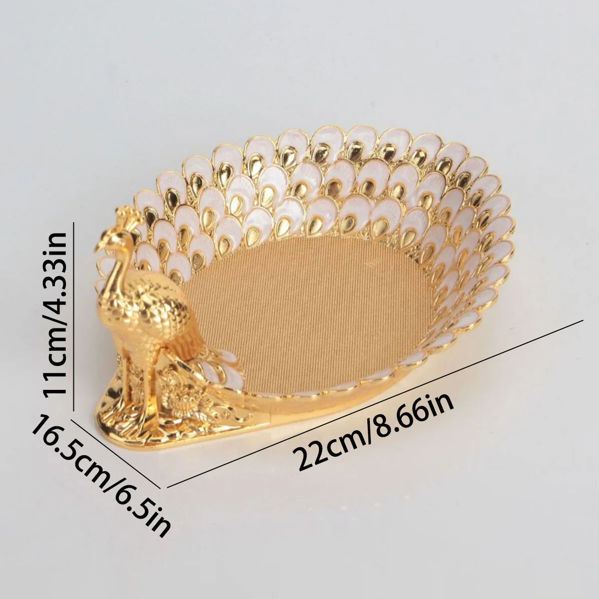Golden Peacock Decorative Serving Tray