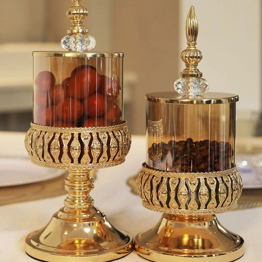 Crystal-Style Glass Candy Jar with Lid