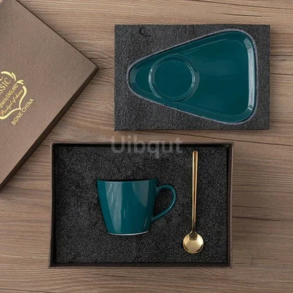 Luxury Ceramic Coffee Cup, Spoon & Saucer Set