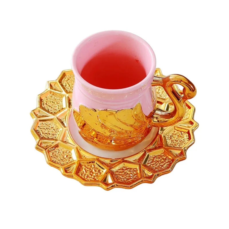 Pink Swan Ceramic Coffee Cup