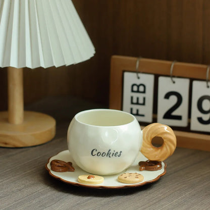 Cookie-Pattern Cup & Saucer