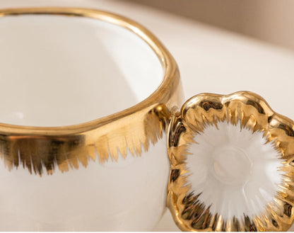 Gold & Silver Porcelain Cup and Saucer – 240ml