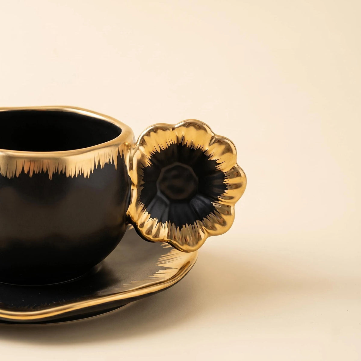 Gold & Silver Porcelain Cup and Saucer – 240ml