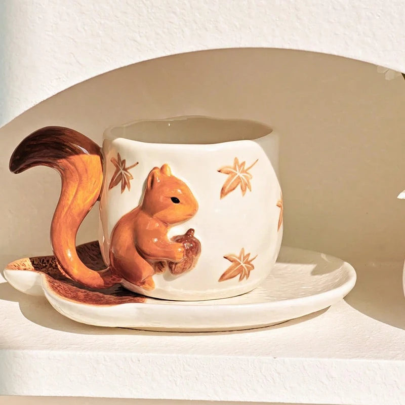 Maple Leaf Squirrel Coffee Cup