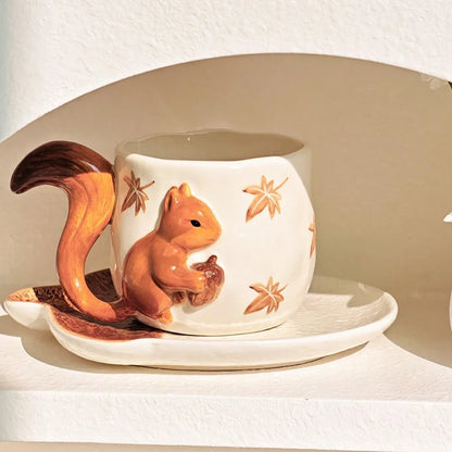 Maple Leaf Squirrel Coffee Cup