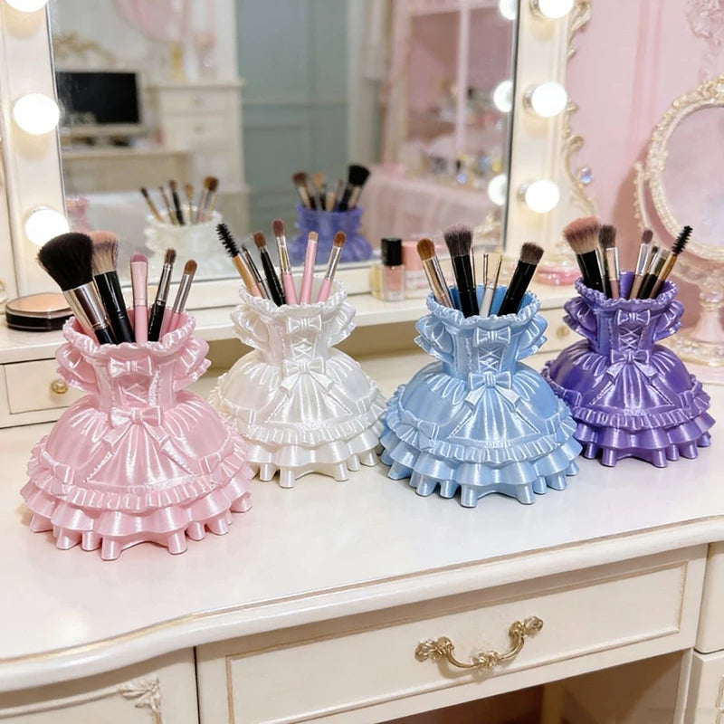 3D Printed Jewelry Tray Princess Dress Shape Makeup Brush Holder Jewelry Display Case Watches/Keys Storage Box Birthday Gifts