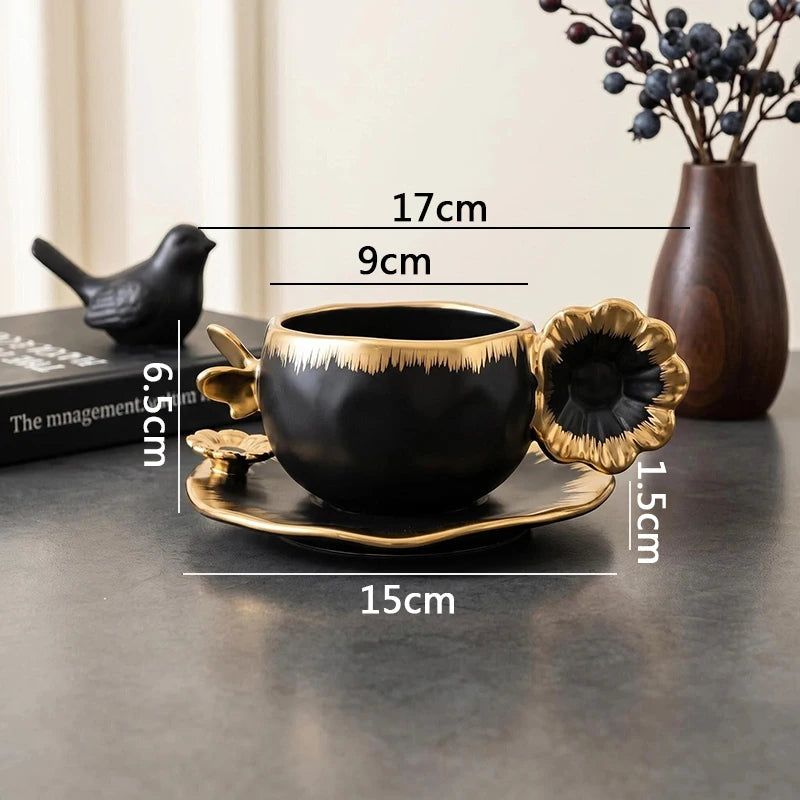 Gold & Silver Porcelain Cup and Saucer – 240ml