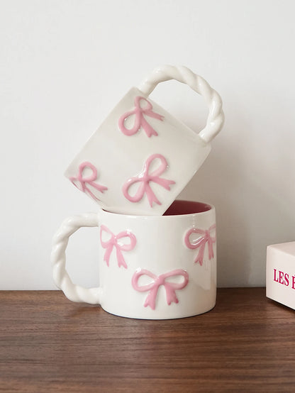 Twisted-Handle Bow Ceramic Mug