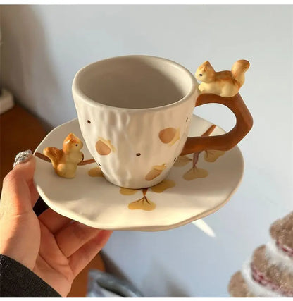 Squirrel Ginkgo Cup & Saucer