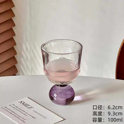 Cute Ball Base Glass Creative Mid-Century Whiskey Cup Baijiu Cup Tea Drinking Cup Juice Cup