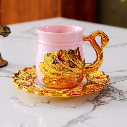 Pink Swan Ceramic Coffee Cup