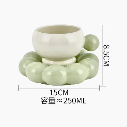 Bow Ceramic Coffee Cup & Flower Saucer