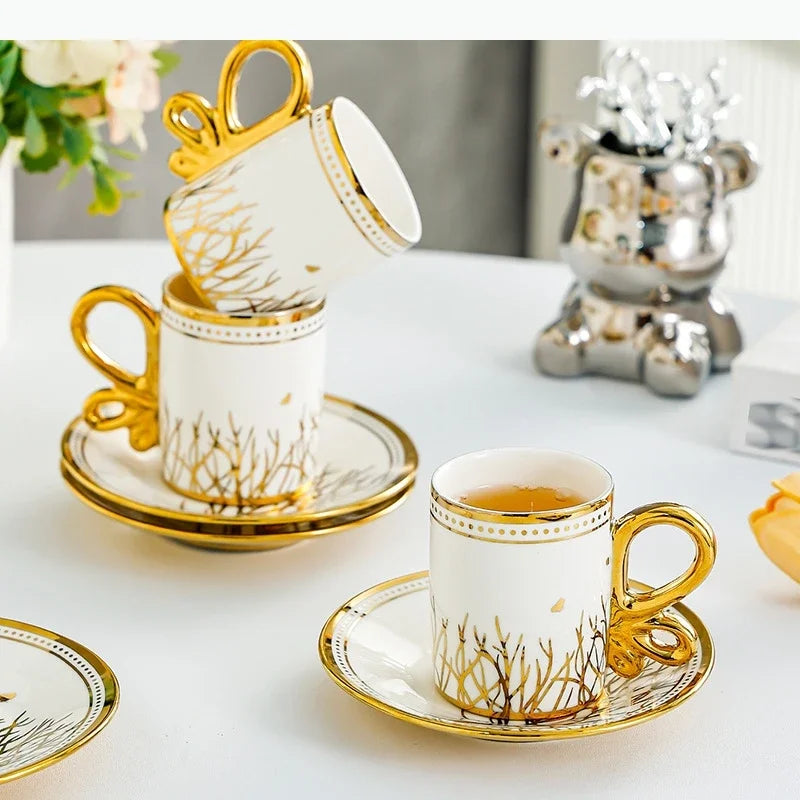 Vintage Porcelain Espresso Cup Set – 6 Pieces