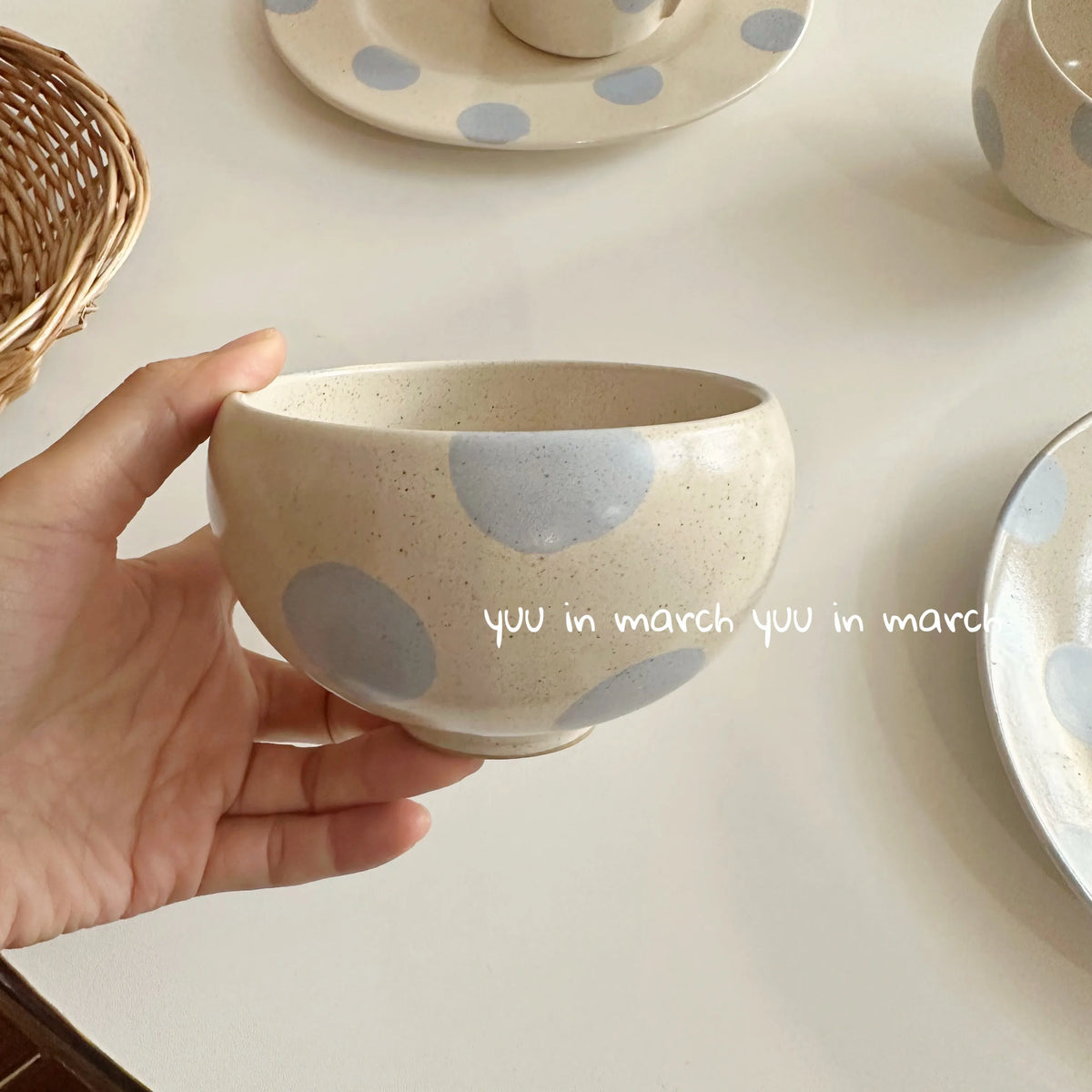 Blue Polka Dot Ceramic Tableware