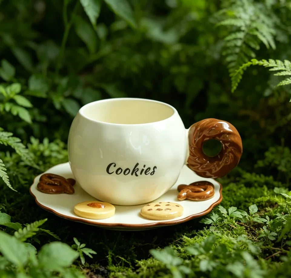 Cookie-Pattern Cup & Saucer