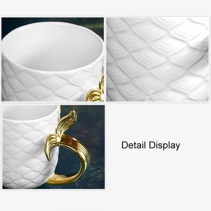 Golden Mermaid Ceramic Coffee Mug