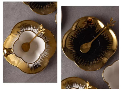 Gold-Handle Bone China Cup & Saucer Set