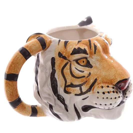 3D Tiger Head Ceramic Mug