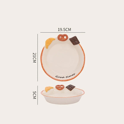 Bread-Shaped Ceramic Dessert Plate