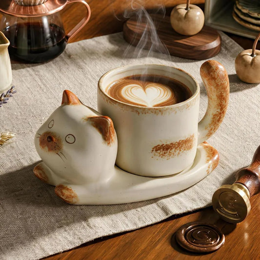 Cat Ceramic Cup & Saucer